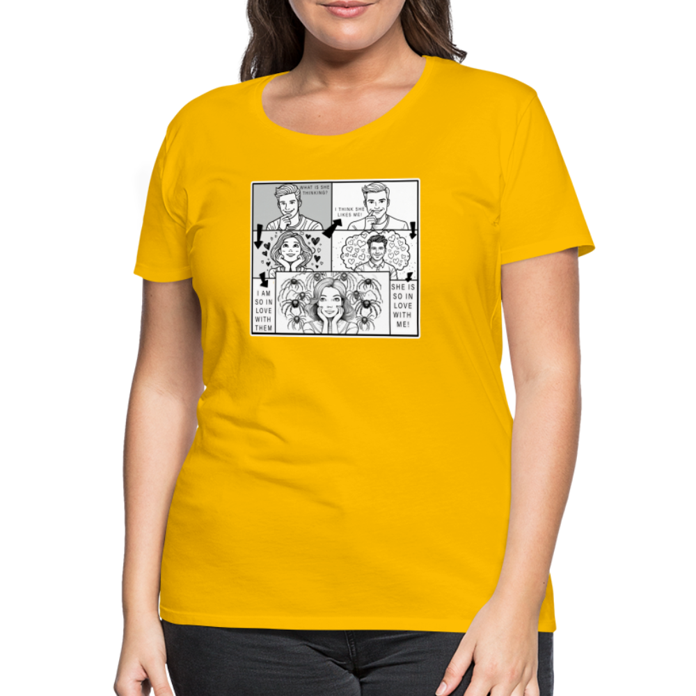 Frauen Basic T-Shirt Tarantula First Date - Sonnengelb