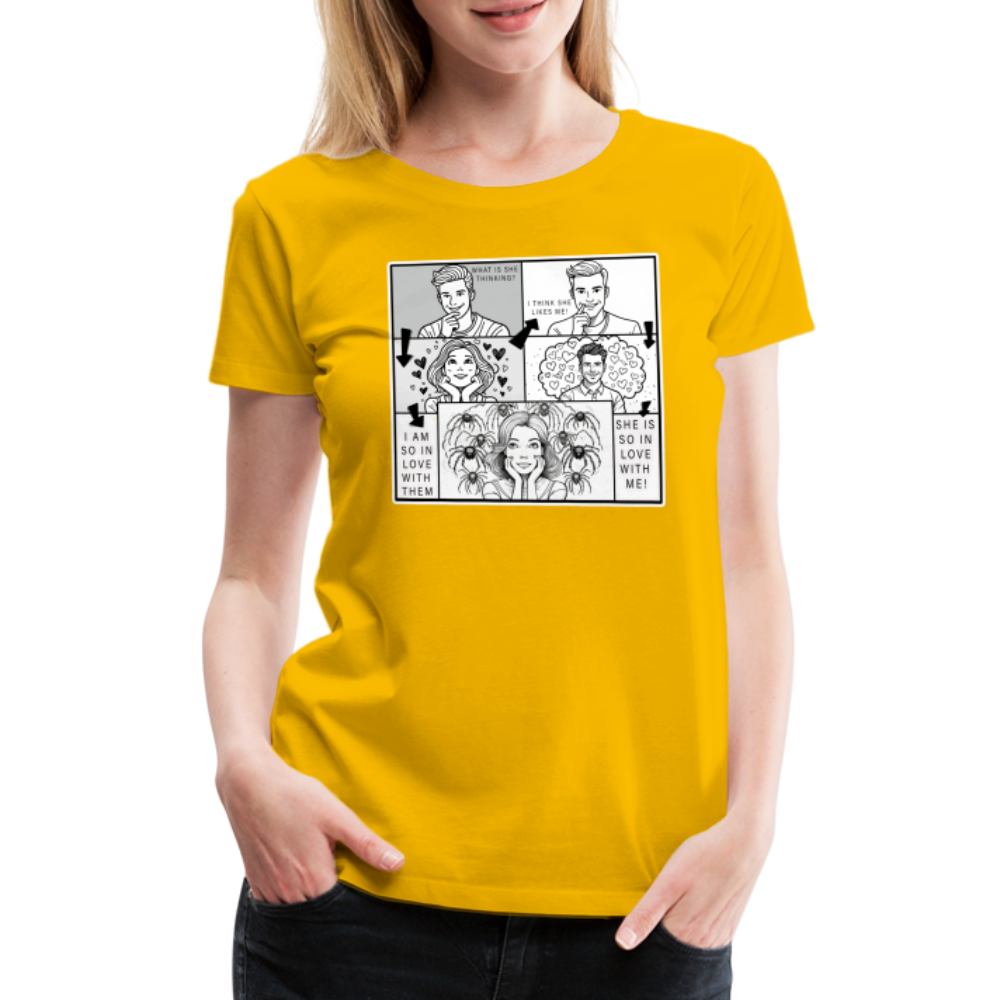Frauen Basic T-Shirt Tarantula First Date - Sonnengelb