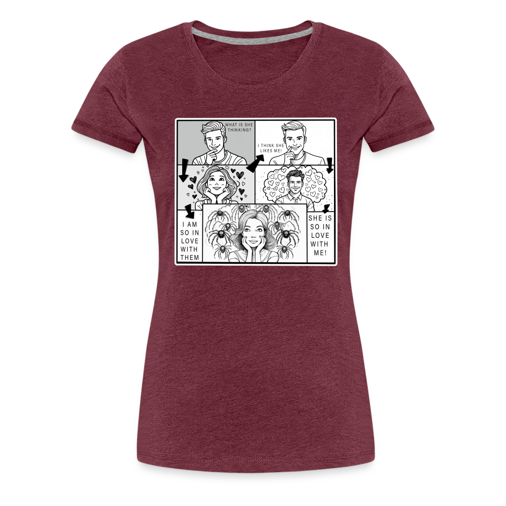 Frauen Basic T-Shirt Tarantula First Date - Bordeauxrot meliert