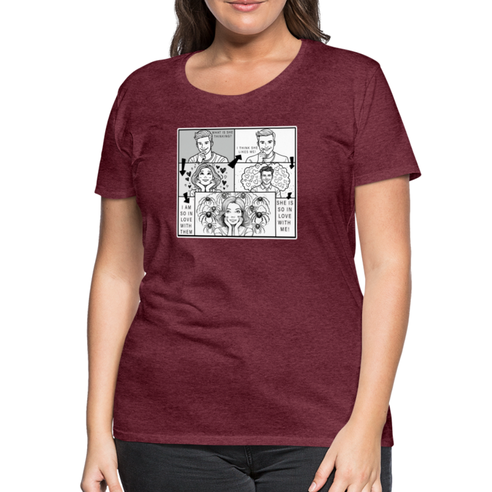 Frauen Basic T-Shirt Tarantula First Date - Bordeauxrot meliert