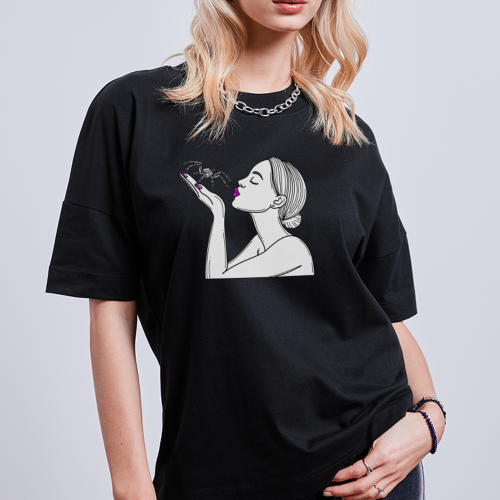 Unisex Stanley & Stella Oversize Bio T-Shirt Spinnenliebe Skizze - Schwarz