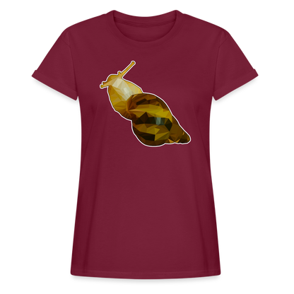 Frauen Oversized T-Shirt Achatina reticulata Low Poly - bordeaux