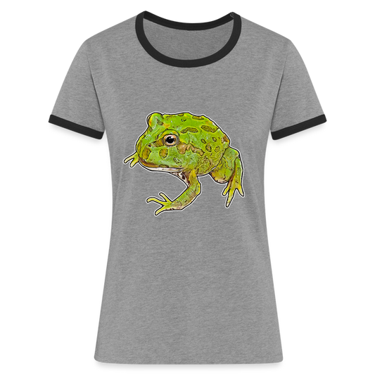 Frauen Kontrast-T-Shirt Ceratophrys cranwelli Peppermint Blue - heather grey/black