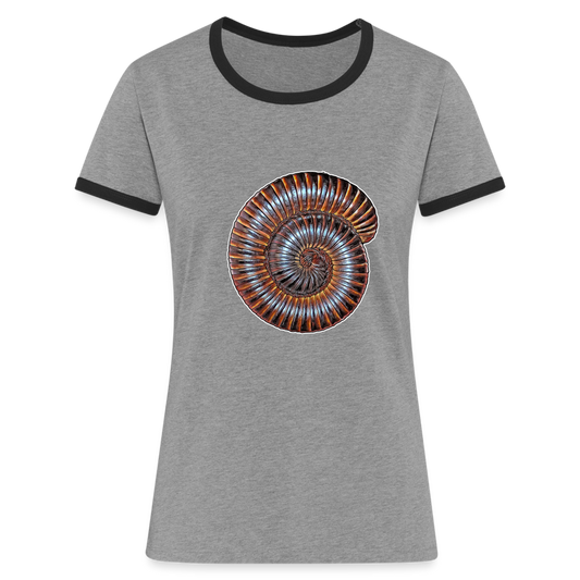 Frauen Kontrast-T-Shirt Archispirostreptus gigas - heather grey/black