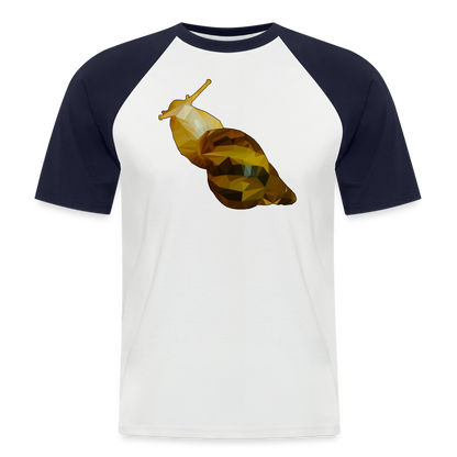 Männer Baseball T-Shirt Achatina reticulata Low Poly - white/navy