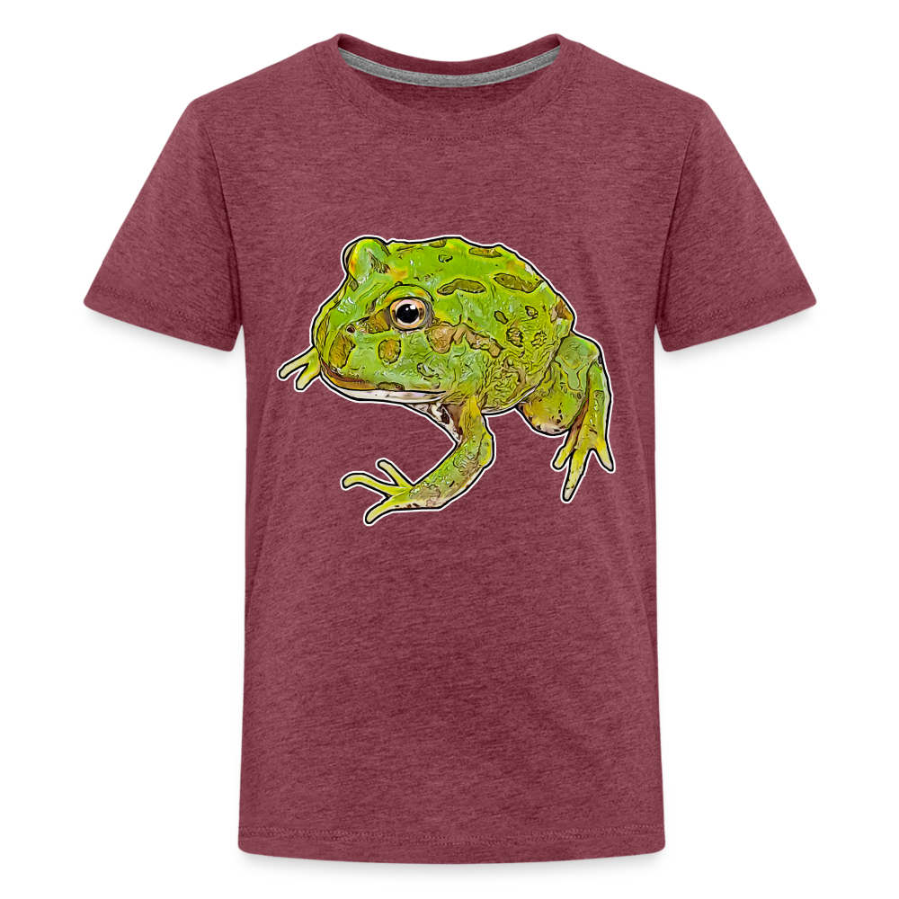 Teenager Basic T-Shirt Ceratophrys cranwelli Peppermint Blue - Bordeauxrot meliert