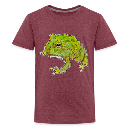 Teenager Basic T-Shirt Ceratophrys cranwelli Peppermint Blue - Bordeauxrot meliert
