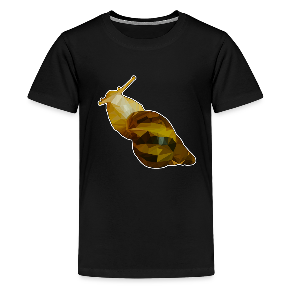 Teenager Basic T-Shirt Achatina reticulata Low Poly - Schwarz
