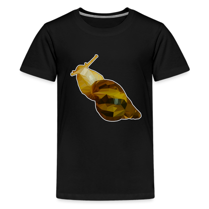 Teenager Basic T-Shirt Achatina reticulata Low Poly - Schwarz