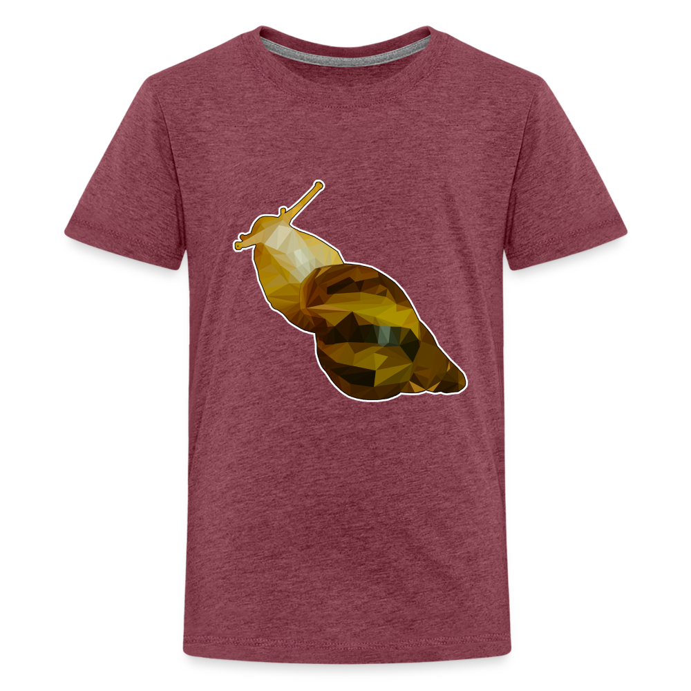 Teenager Basic T-Shirt Achatina reticulata Low Poly - Bordeauxrot meliert