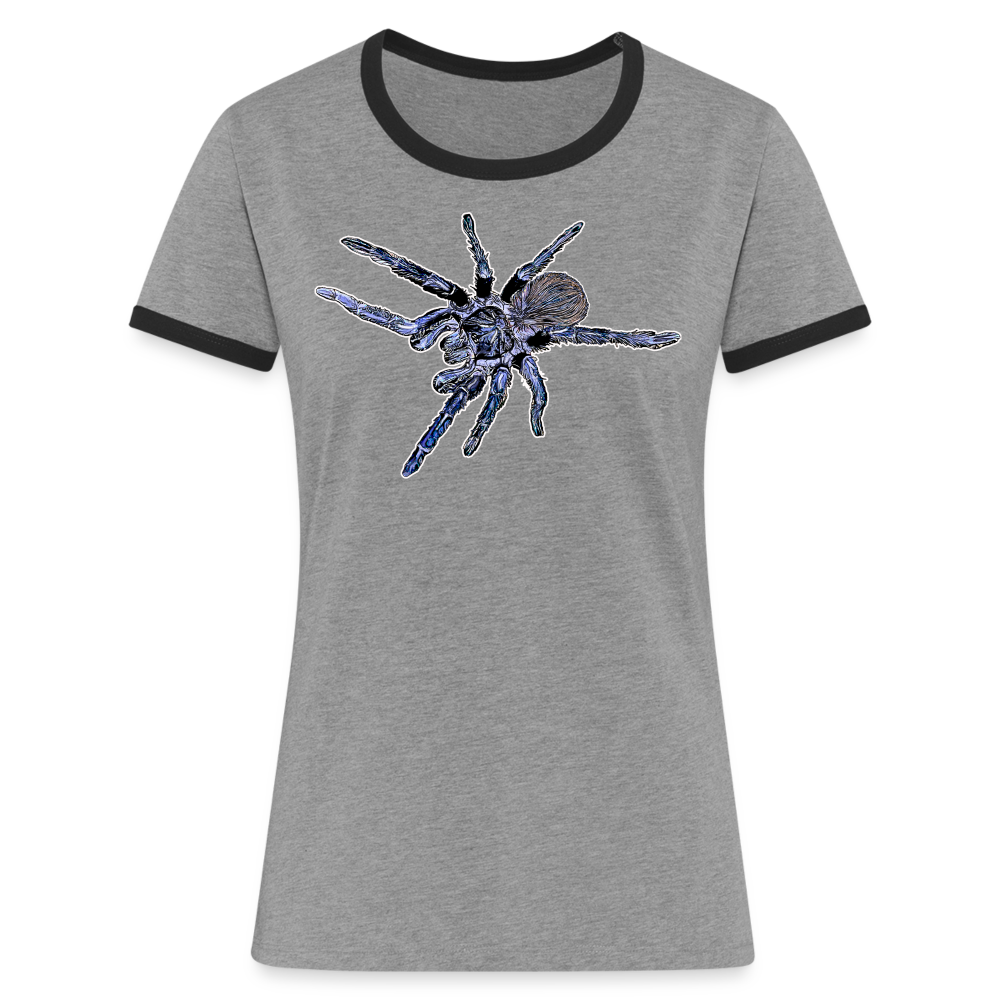 Frauen Kontrast-T-Shirt Pterinopelma sazimai - Grau meliert/Schwarz