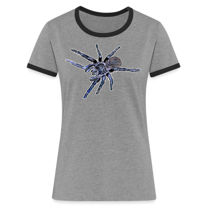 Frauen Kontrast-T-Shirt Pterinopelma sazimai - Grau meliert/Schwarz